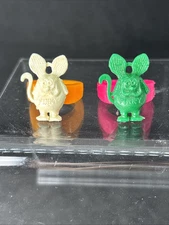 2 Ed Roth 1960's Very Rare "Finky" Version Rat Fink Gumball Prizes Rings/Charms