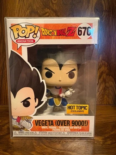 Funko Pop Dragon Ball Z Vegeta Over 9000! 676 Hot Topic Exclusive W Protector