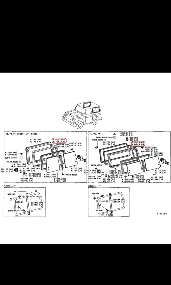 Nuevo cuadro genuino Toyota Land Cruiser subconjunto Ventana cuarto Lh Rh conjunto Japón Foto 4 de 4