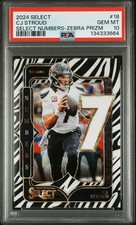 2024 Panini Select #18 C.J. Stroud Select Numbers Zebra Prizm PSA 10