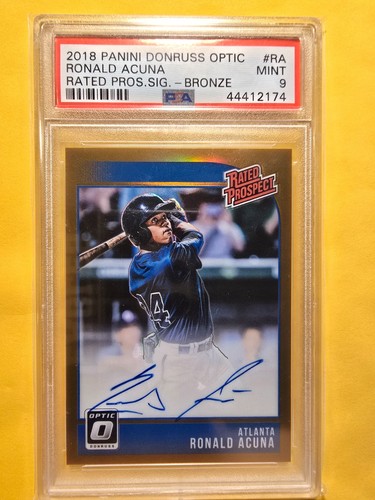 Ronald Acuna Jr. [Gold] #RA 2018 Panini Donruss Optic Rated Prospect Signatures card