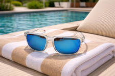 Oakley HOLBROOK XXL 9487 Matte Clear Frames Polarized PRIZM Blue Lens Sunglass