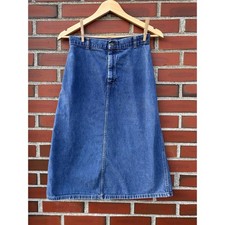 Vintage 80's denim A-line, flat front, medium wash skirt