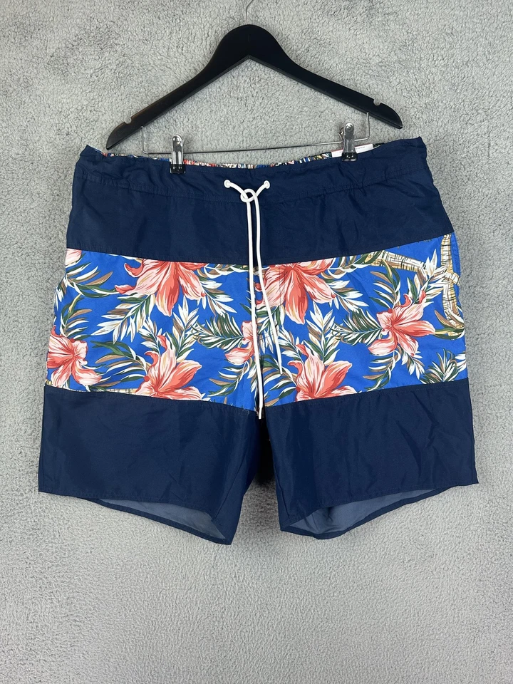 Pantalones Cortos de Natación St Johns Bay Para Hombres 2XL Azul Marino Floral Tropical Board Trunks UPF 50+ Nuevos Foto 3 de 4