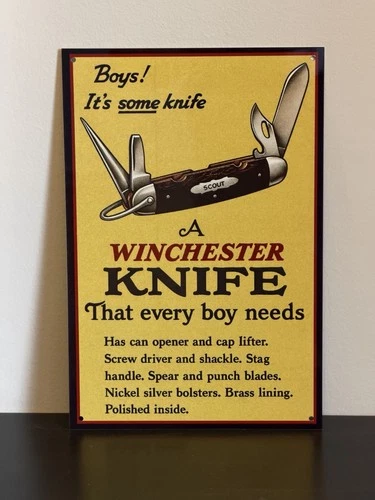 Winchester Boy Scout Pocket Knife  Vintage Style Metal Sign Advertising