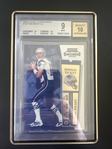 2000 PLAYOFF CONTENDERS AUTOGRAPH #144 TOM BRADY RC ROOKIE BGS 9 AUTO 10