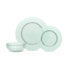 Archie Glass, 12 Piece Dinnerware Set (Service for 4), Verde Green