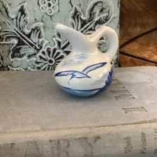 Mini Pitcher Vintage. Blue&White Seascape &Seagull Design Fisherman Core Coastal