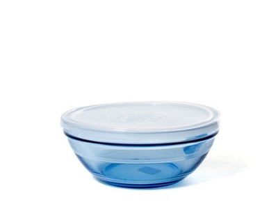 Freshbox Behälter aus blauem Glas und weißem Kunststoffdeckel 20,5 cm