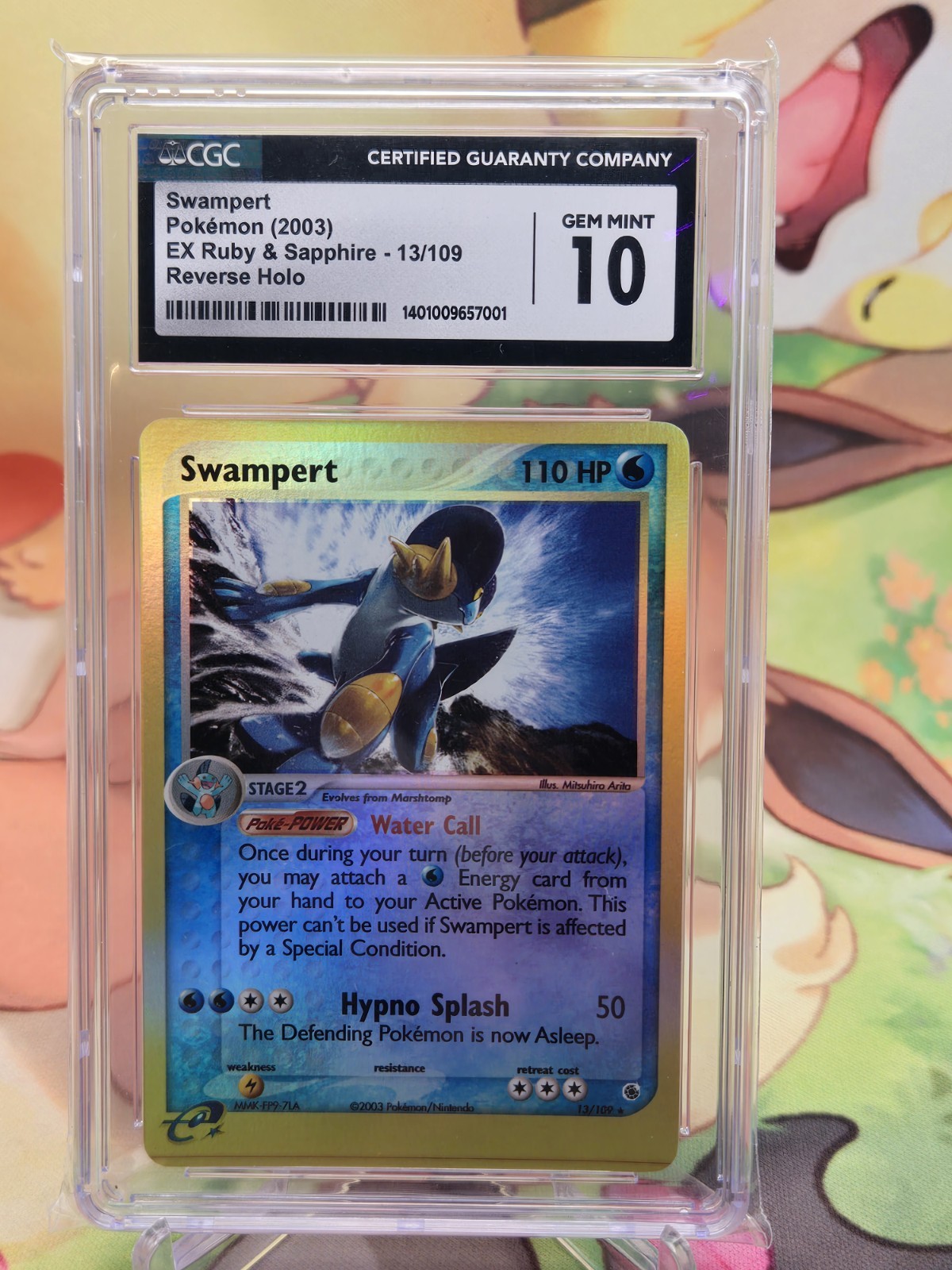 SWAMPERT 13/109 2003 EX RUBY & SAPPHIRE  ReverseHOLO - CGC 10 GEM MINT - Pop 8!