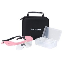 Magnifying Glasses with 3 LED Lights,Storage Case,Head Pink With Storage Case