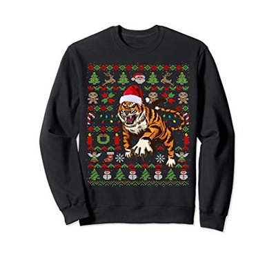 Ugly Christmas Tiger Cat Christmas Gift Sweatshirtfrom JP