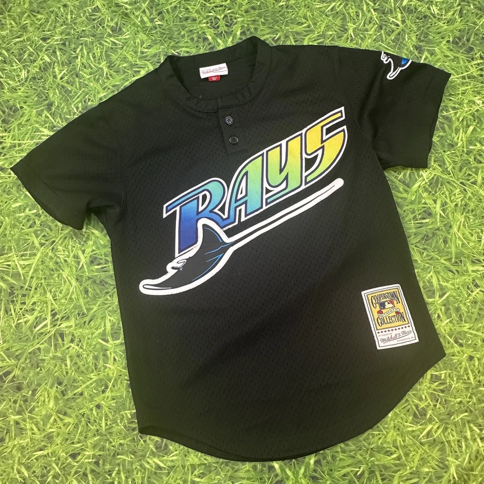 Camiseta deportiva para hombre Tampa Bay Rays pequeña negra Wade Boggs Mitchell & Ness retro cosida Foto 2 de 4