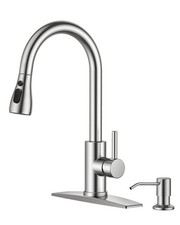 Kitchen Faucet with Soap Dispenser, Single Handle, Brushed Nickel