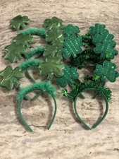 St. Patrick's Day Green Shamrock Headbands Plastic Fabric- 8 headbands in total