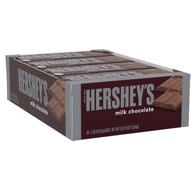 HERSHEY'S Milk Chocolate Candy Bars 1.55 oz, 36 Count   Full Size
