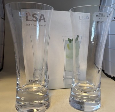 LSA INTERNATIONAL HIGHBALL GLASSES HANDMADE POLAND READ DESCRIPTION SET OF 2 