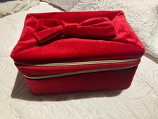 Estee Lauder Red Double Layer Makeup Train Case Bag with Handle Limited Edition