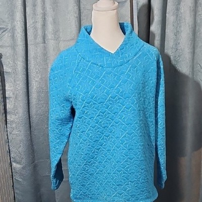 Talbots Blue Cowl Neck Sweater with Textured Knit EUC - Med - Just Added!