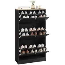 Narrow Shoe Storage Cabinet for Entryway with 3 Flip Drawers and Adjustable
