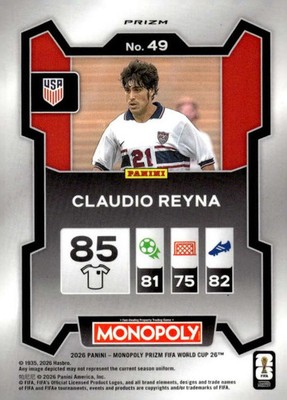 CLAUDIO REYNA SP 2026 Prizm Monopoly FIFA World Cup Nebula #49 US