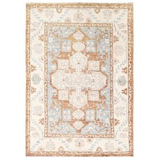 4'10"x7' Light Blue Anatolian Village Design Hand Knotted Pure Wool Rug 2765