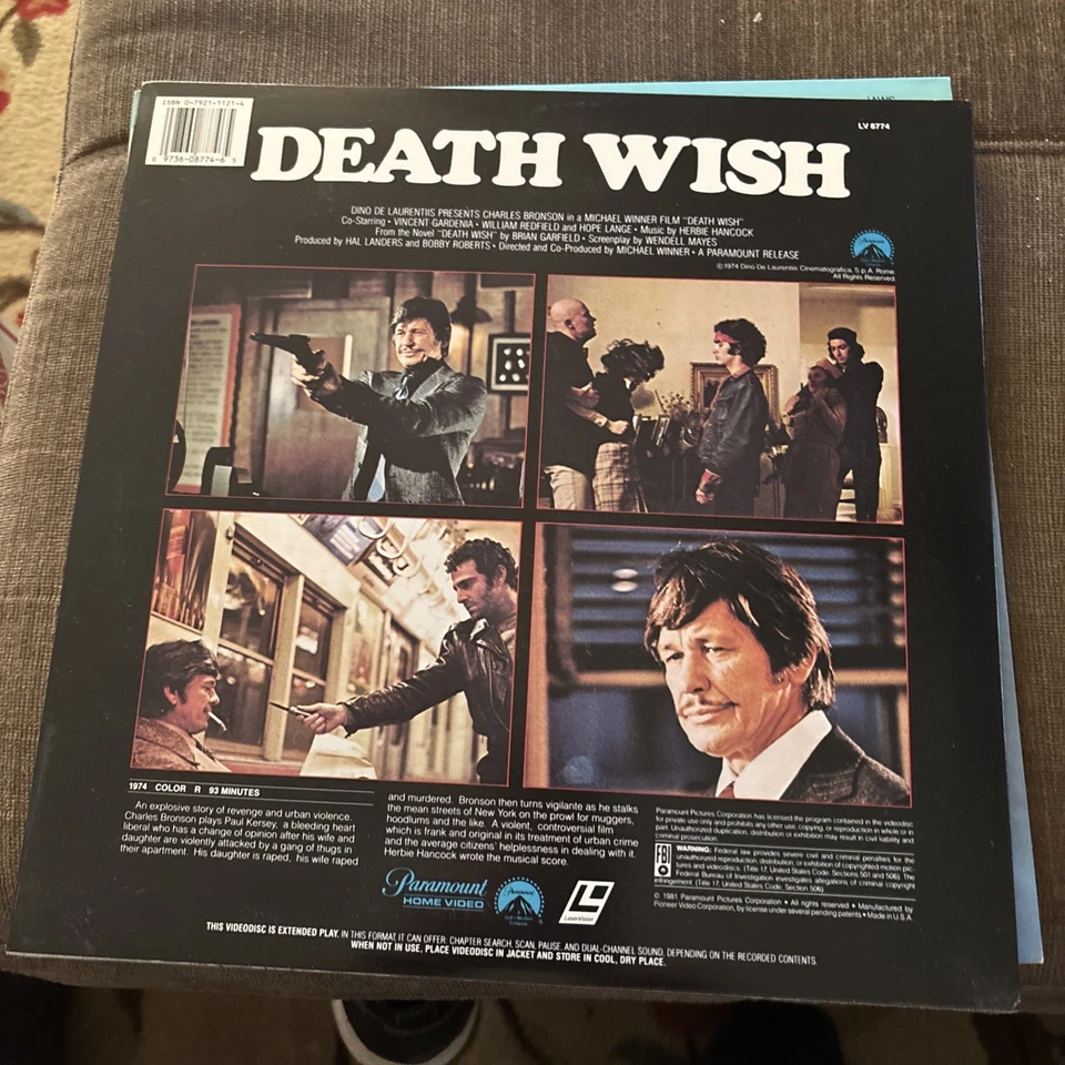 Death Wish (1974) Laserdisc Movie - Charles Bronson - Image 2 of 2