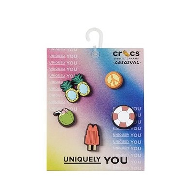 5 Pk Crocs Jibbitz Happy Summer Popsicle Coconut Peace Sign Pineapple Sunglasses