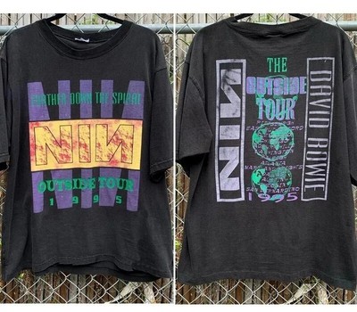 1995 Nine Inch Nails & David Bowie The Outside Tour 2 Side Black Unisex T shirt