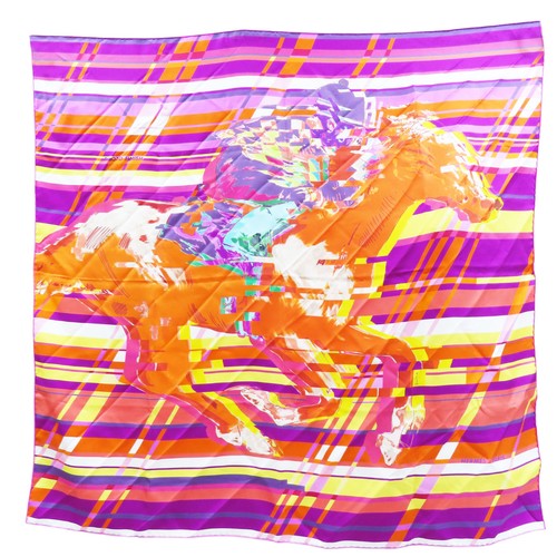 HERMES Foto Acabado Hermes Bufanda Seda Naranja Rosa 90*90