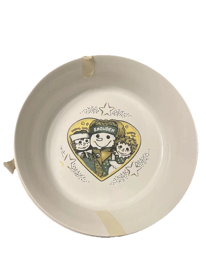 Snowden, Raggedy Ann & Andy Cereal Bowls 6.5" White Round Plastic Vtg USA Set - Image 2 of 4
