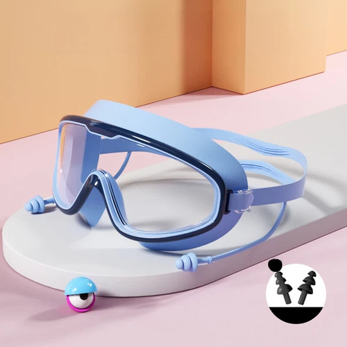 Large Frame Swim Goggles Anti-Fog Waterproof HD Silicone Ear Plugs Adults Kid - Picture 17 of 23