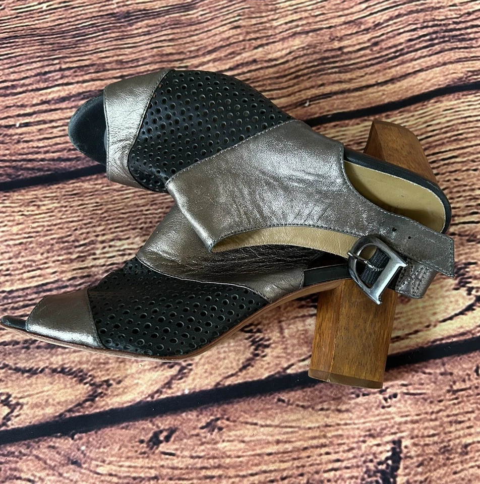 Sandalia Anthropologie Nina Payne con tiras negras tacón de madera talla 36-5 Foto 2 de 4