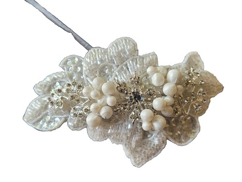 David\'s Bridal Floral Headpiece Clip Floral Inspired Rhinestone Hair Clip with Beads | David main image 3