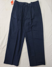 Dockers Boy's New Navy Blue Long Pants Husky Waist 28 Pleated Cotton 24" Inseam