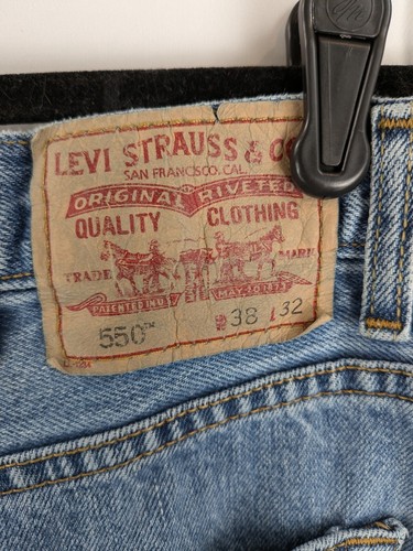 Levis 550 Jeans Mens 38x32 Blue Stone Wash Denim Relaxed Fit - Picture 8 of 9