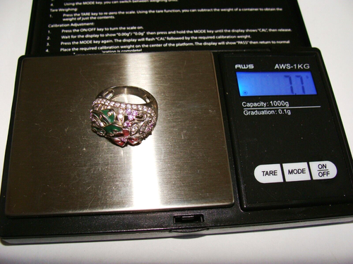 Victoria Wieck 7.7g Sterling Silver Enamel Hummingbird & Flower Multi CZ Ring 5 - Picture 6 of 8