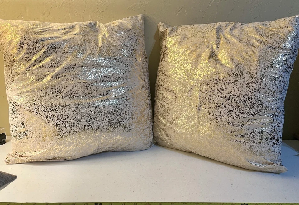 Almohadas Champagne 18x18, Fundas de Almohada Dorado y Blanco,Juego de 2 Brillo 18x10 Foto 3 de 4