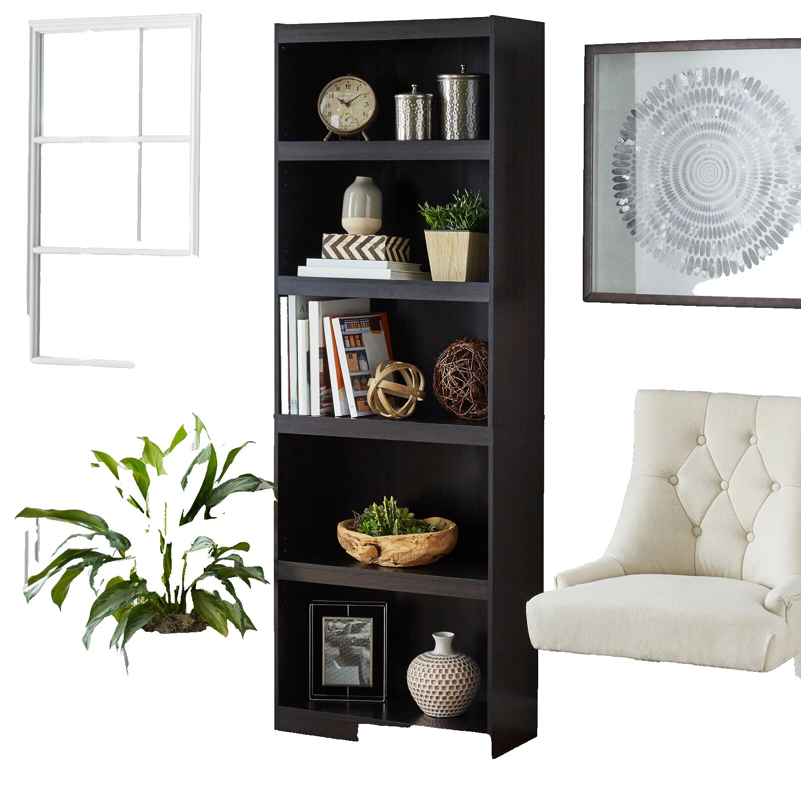 Libreros Negro 5 estantes