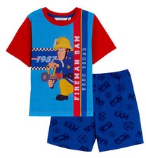 Fireman Sam Boys Short Pyjamas Kids Fire Man Shortie Pjs For Boys Nightwear Set