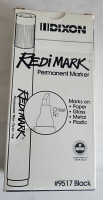 Vintage Dixon Redimark Permanent Marker #9517 Chisel Tip original box (9) marker