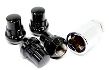4 14x1.5 Veritek 1.40" Gloss Black Acorn Socket Key Wheel Locks 