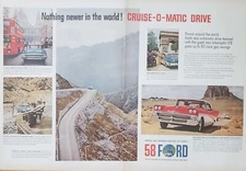 1958 Ford Cruise-O-Matic Drive V8 Engine Vehicles Vintage Print Ad NICE