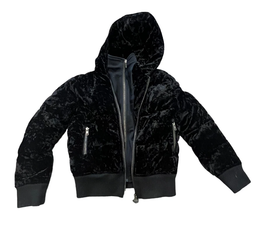 ДЕВОЧКИ APPAMAN ЧЕРНЫЙ ИЗМЕЛЬЧЕННЫЙ БАРХАТ С КАПЮШОНОМ ДВОЙНОЙ СЛОЙ ТЕПЛЫЙ ЗАПОЛНЕННЫЙ ПАЛЬТО КУРТКА 8 - Изображение 4 из 4