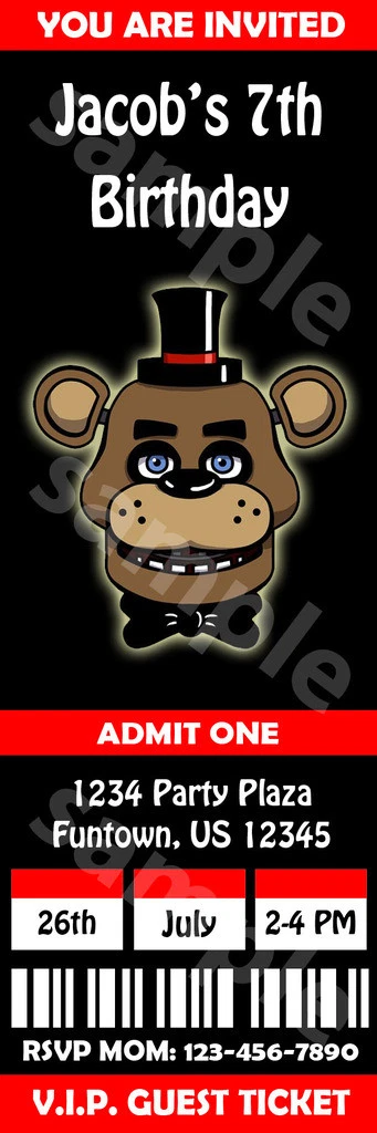 Five Nights at Freddy's FNAF Birthday Party Invitations - 15 Printed  w/envelopes