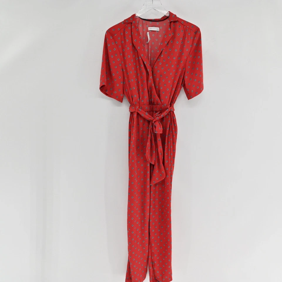 URBAN OUTFITTERS Mujer Rojo Floral Mono Talla XS Mameluco Cinturón Boho Chic Retro Foto 2 de 4