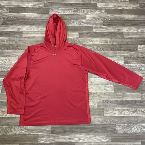 Vintage Nike Hoodie Sweatshirt Men’s Large Solid Red Center Swoosh Y2K Retro - Picture 6 of 7