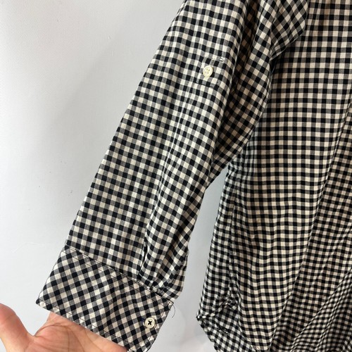 Talbots Womens Button Up Tunic Top Size X Black White Plaid Check Long Sleeve - Picture 4 of 9