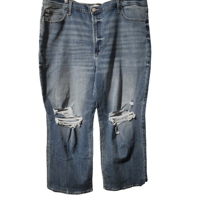 So  Super High Rise  90's Wide Leg  Destroyed  Medium Blue  Size 24 Young Womens
