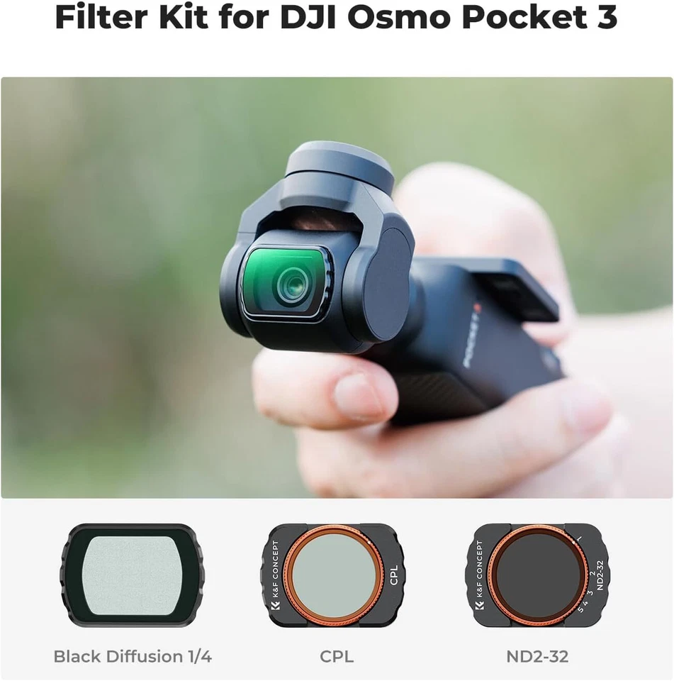 K&F Concept 3x Magnetic CPL Black mist 1/4, VND2-32 Filter Kit for Osmo Pocket 3 - Image 2 of 4